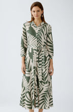 Green Palm Leaf Silk Touch Shirt Dress