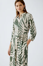 Green Palm Leaf Silk Touch Shirt Dress