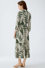Green Palm Leaf Silk Touch Shirt Dress