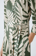 Green Palm Leaf Silk Touch Shirt Dress