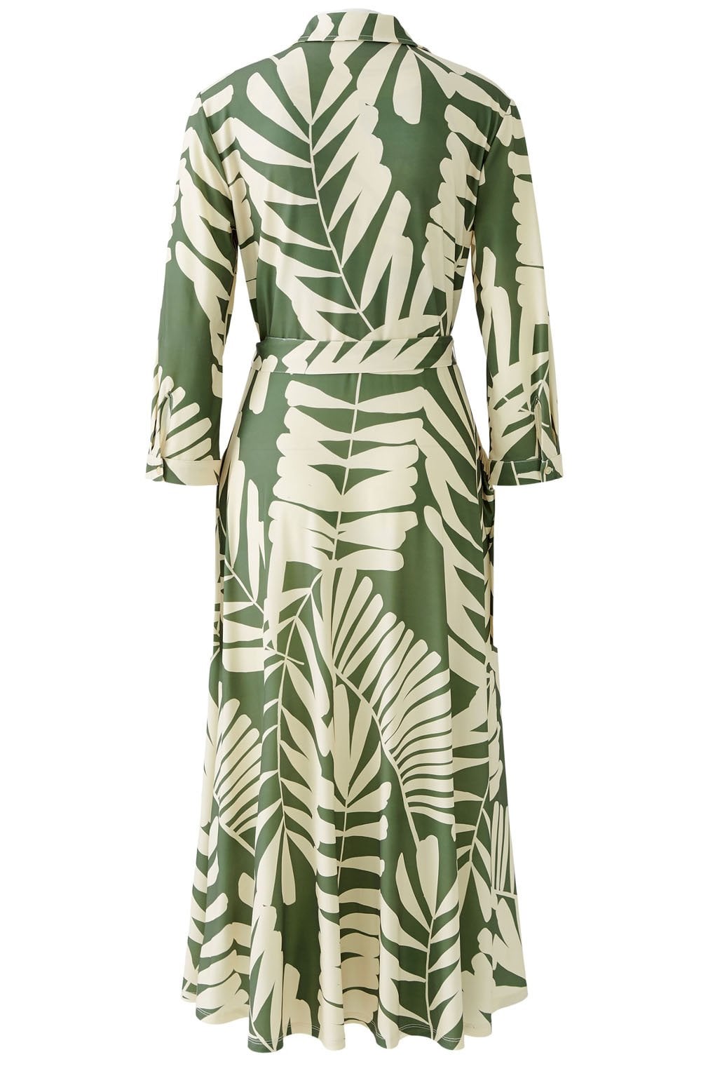 Green Palm Leaf Silk Touch Shirt Dress