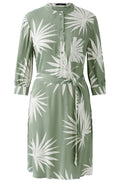 Green Palm Leaf Silk Touch Tunic Dress