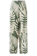Green Palm Leaf Wide Leg Jersey Trousers