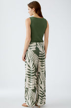 Green Palm Leaf Wide Leg Jersey Trousers