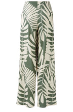 Green Palm Leaf Wide Leg Jersey Trousers