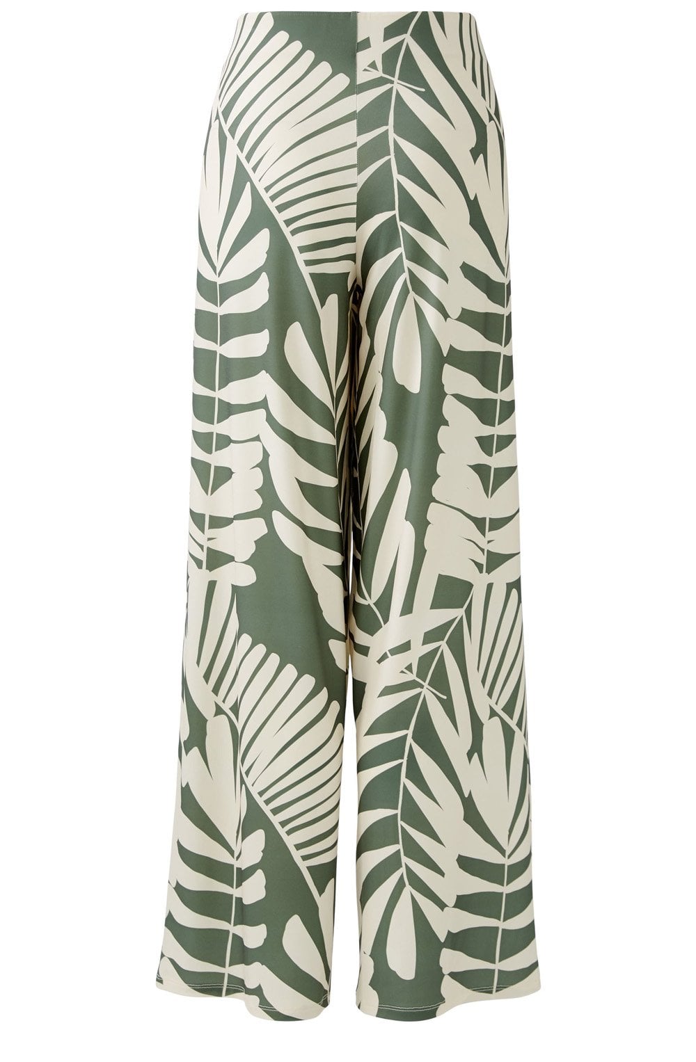 Green Palm Leaf Wide Leg Jersey Trousers