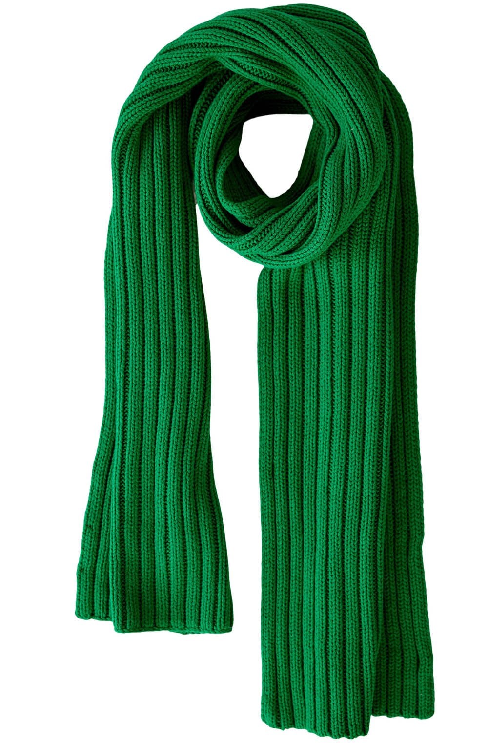 Green Ribbed Knit Scarf