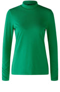 Green Ruched Sleeve High Neck Top