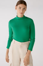 Green Ruched Sleeve High Neck Top