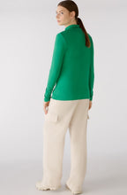 Green Ruched Sleeve High Neck Top