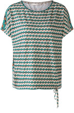 Green Shell Jersey Drawstring Blouse