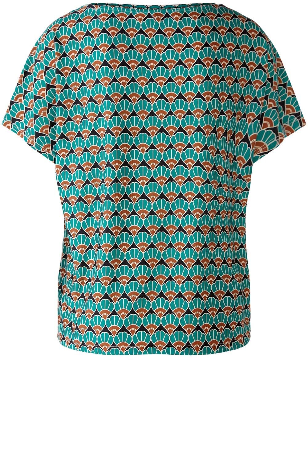 Green Shell Jersey Drawstring Blouse