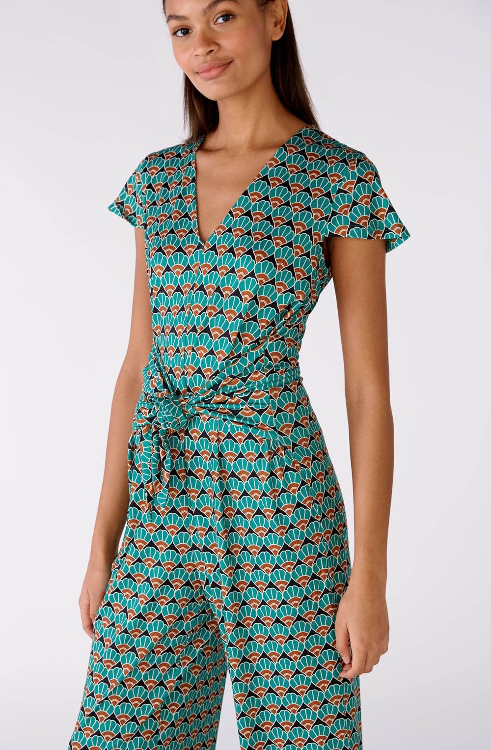Green Shell Jersey Jumpsuit
