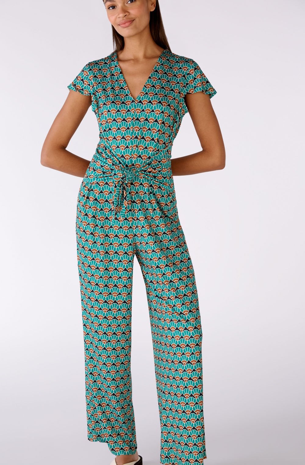 Green Shell Jersey Jumpsuit