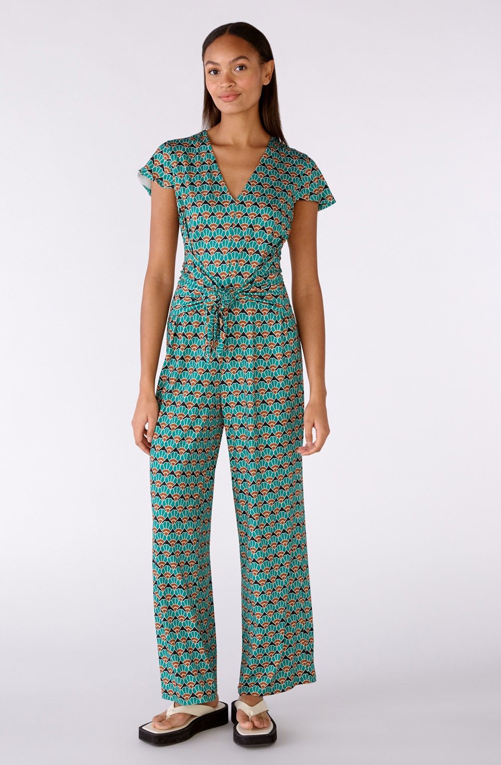 Green Shell Jersey Jumpsuit