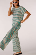 Green Shell Print Wide Leg Jersey Trousers