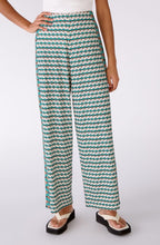 Green Shell Print Wide Leg Jersey Trousers