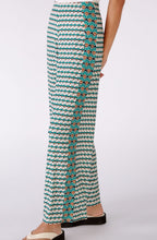 Green Shell Print Wide Leg Jersey Trousers