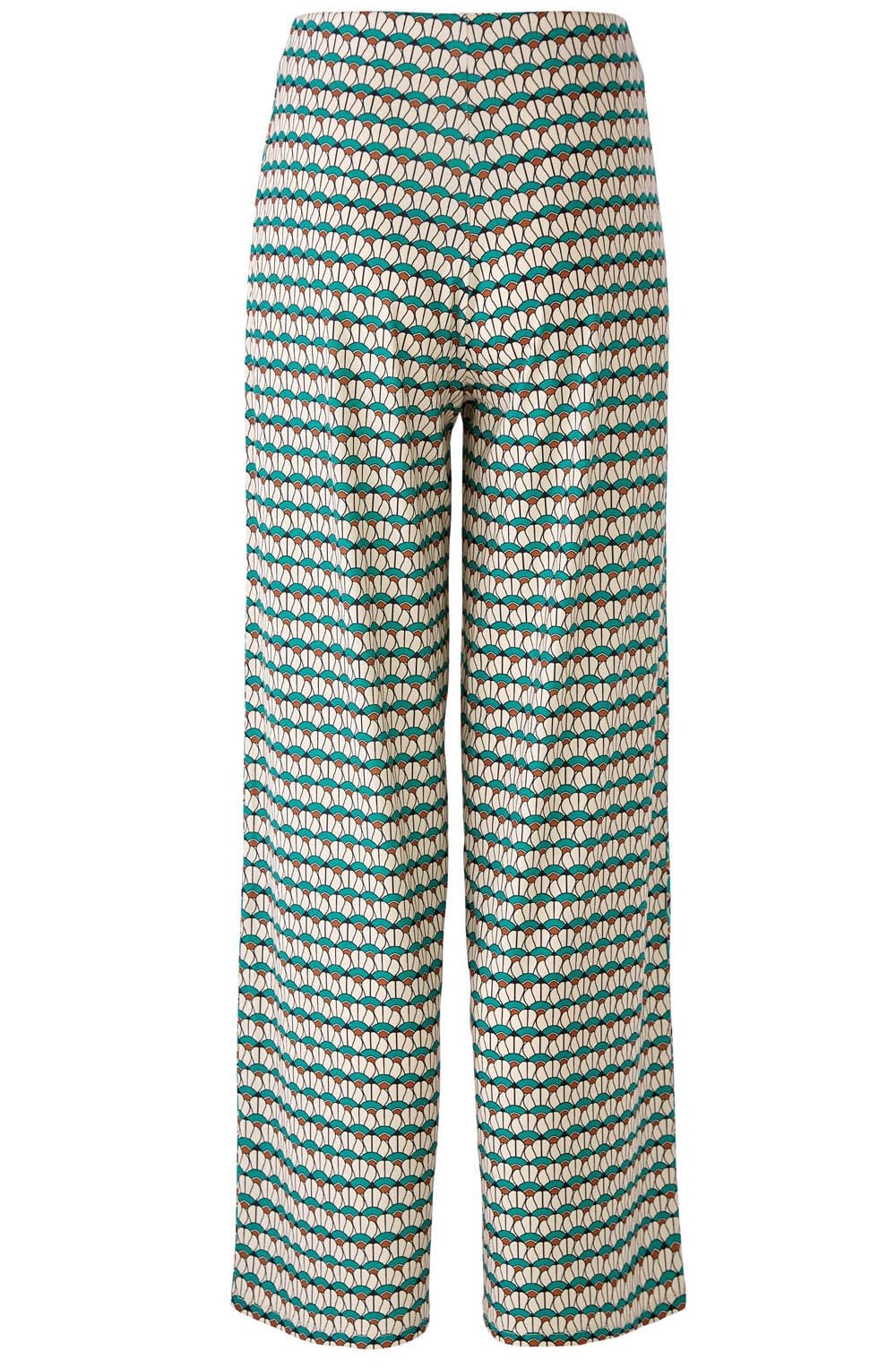 Green Shell Print Wide Leg Jersey Trousers