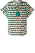 Green Shell Ruffle Sleeved Tunic Top