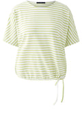 Green Striped Drawstring T Shirt
