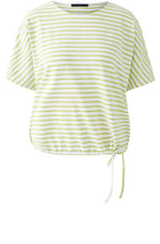 Green Striped Drawstring T Shirt