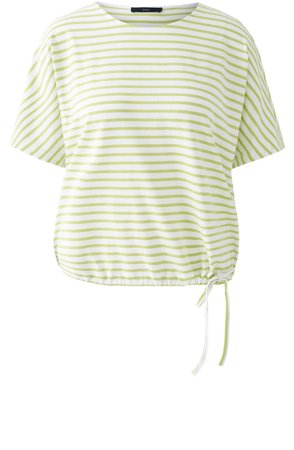 Green Striped Drawstring T Shirt