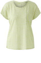Green Striped Patch Pocket Linen T Shirt