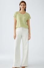 Green Striped Patch Pocket Linen T Shirt