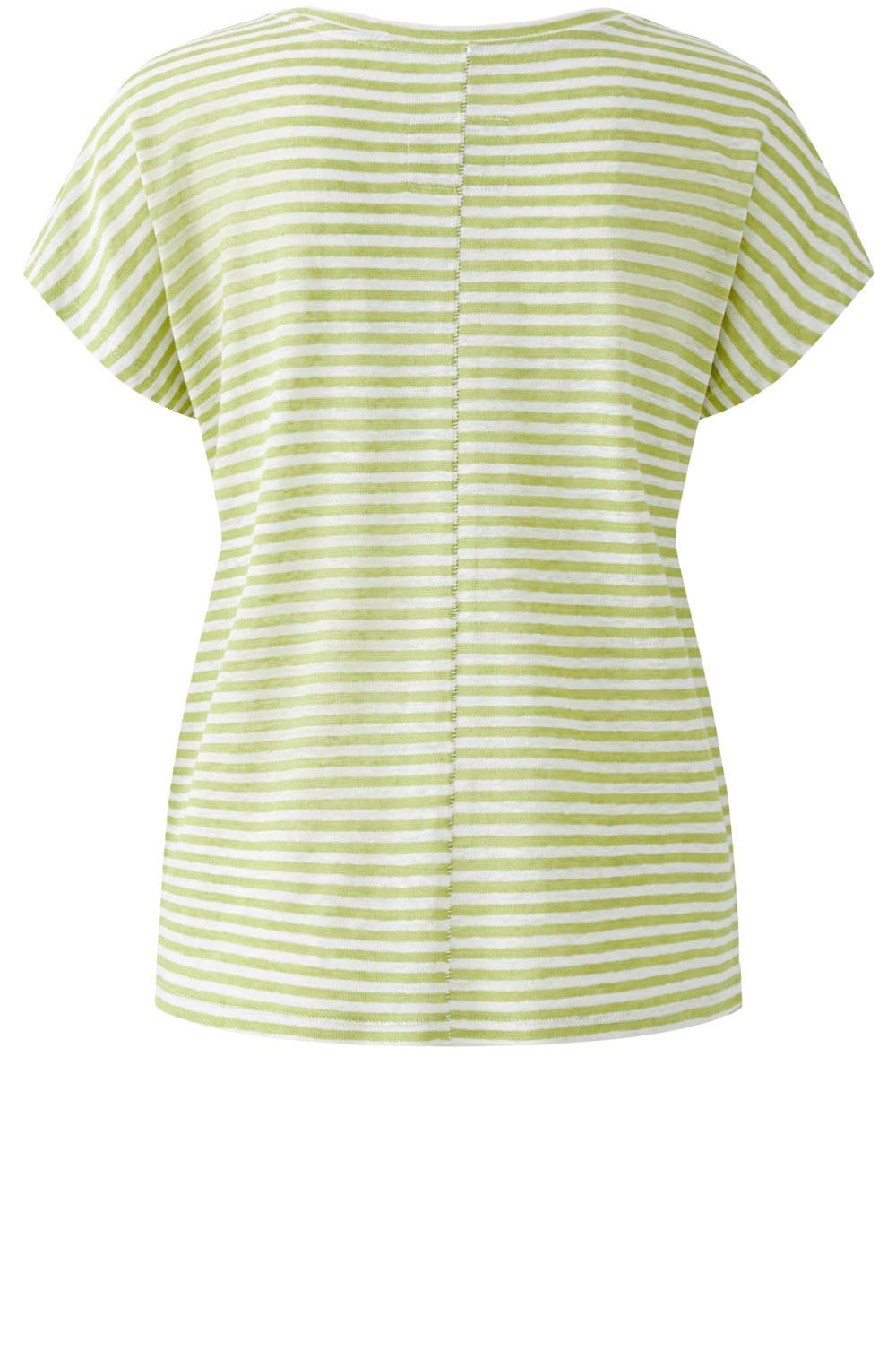 Green Striped Patch Pocket Linen T Shirt