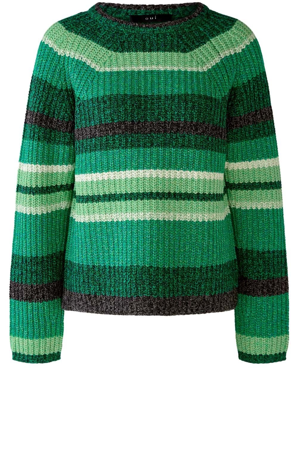Green Striped Relaxed Jumper