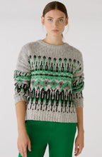 Grey and Green Jacquard Jumper