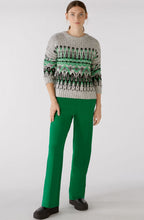 Grey and Green Jacquard Jumper