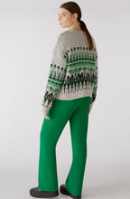 Grey and Green Jacquard Jumper