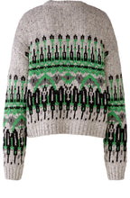 Grey and Green Jacquard Jumper