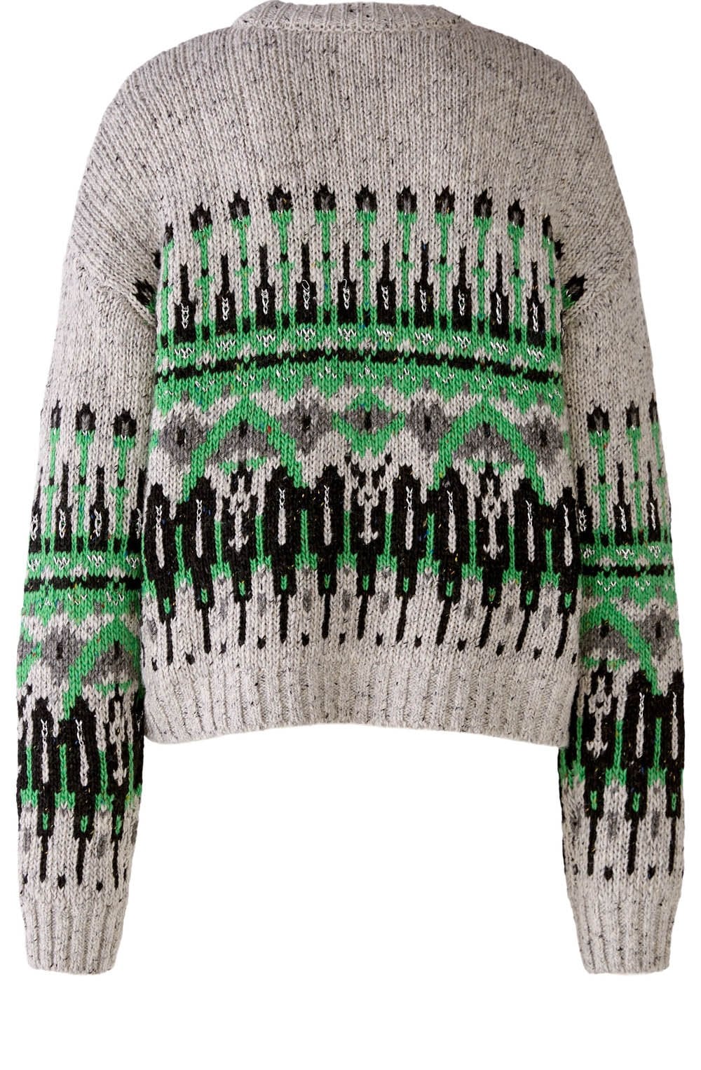 Grey and Green Jacquard Jumper