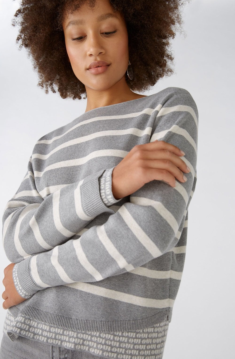 Grey and Off White Layer Effect Pullover