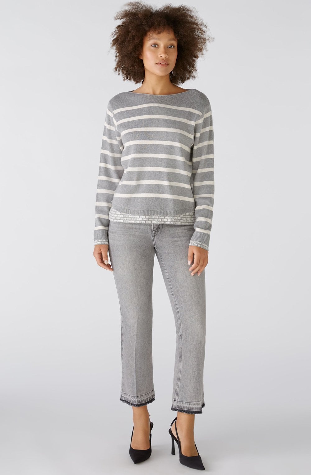 Grey and Off White Layer Effect Pullover