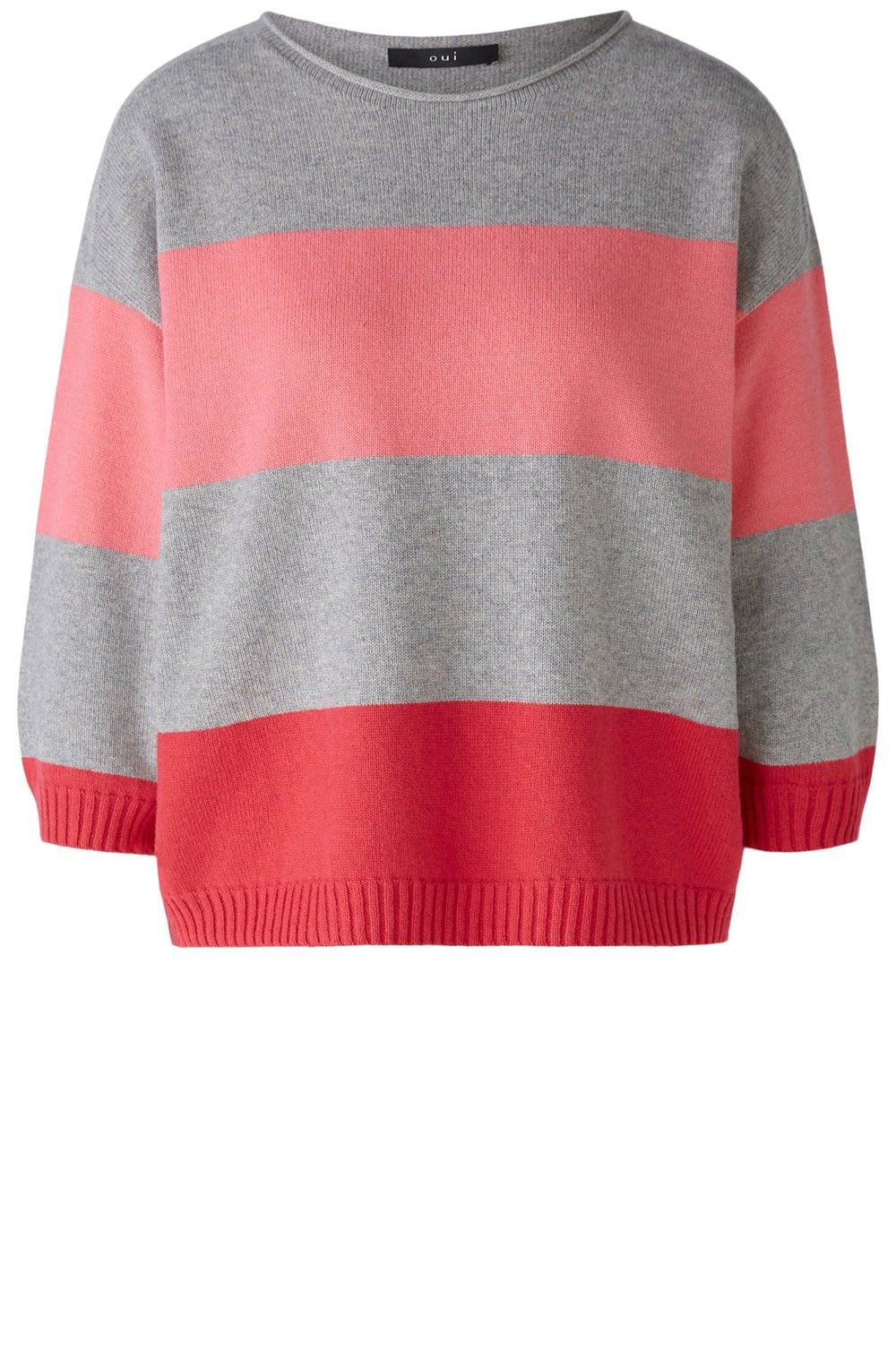Grey and Pink Relaxed Box Pullover