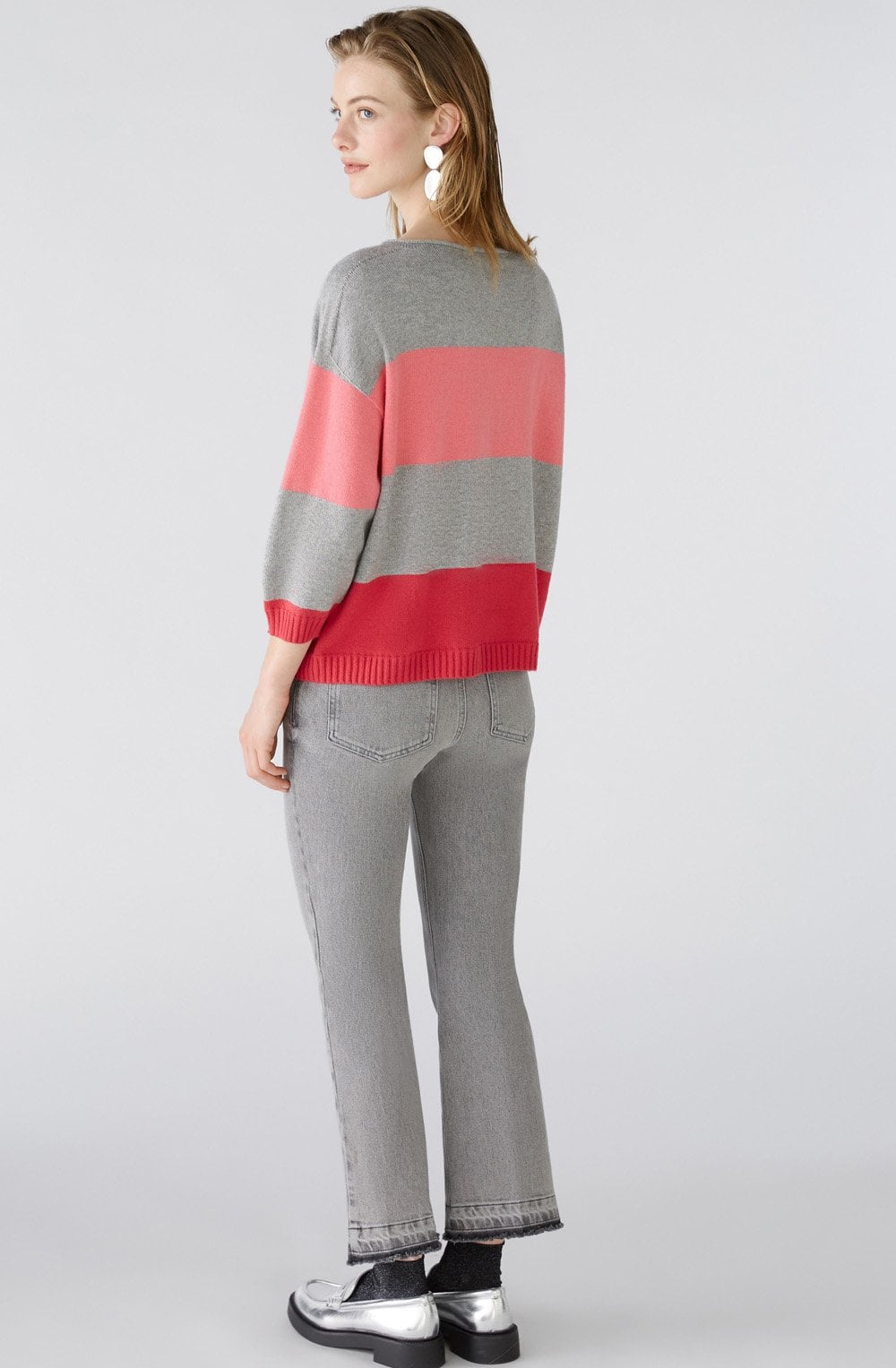 Grey and Pink Relaxed Box Pullover