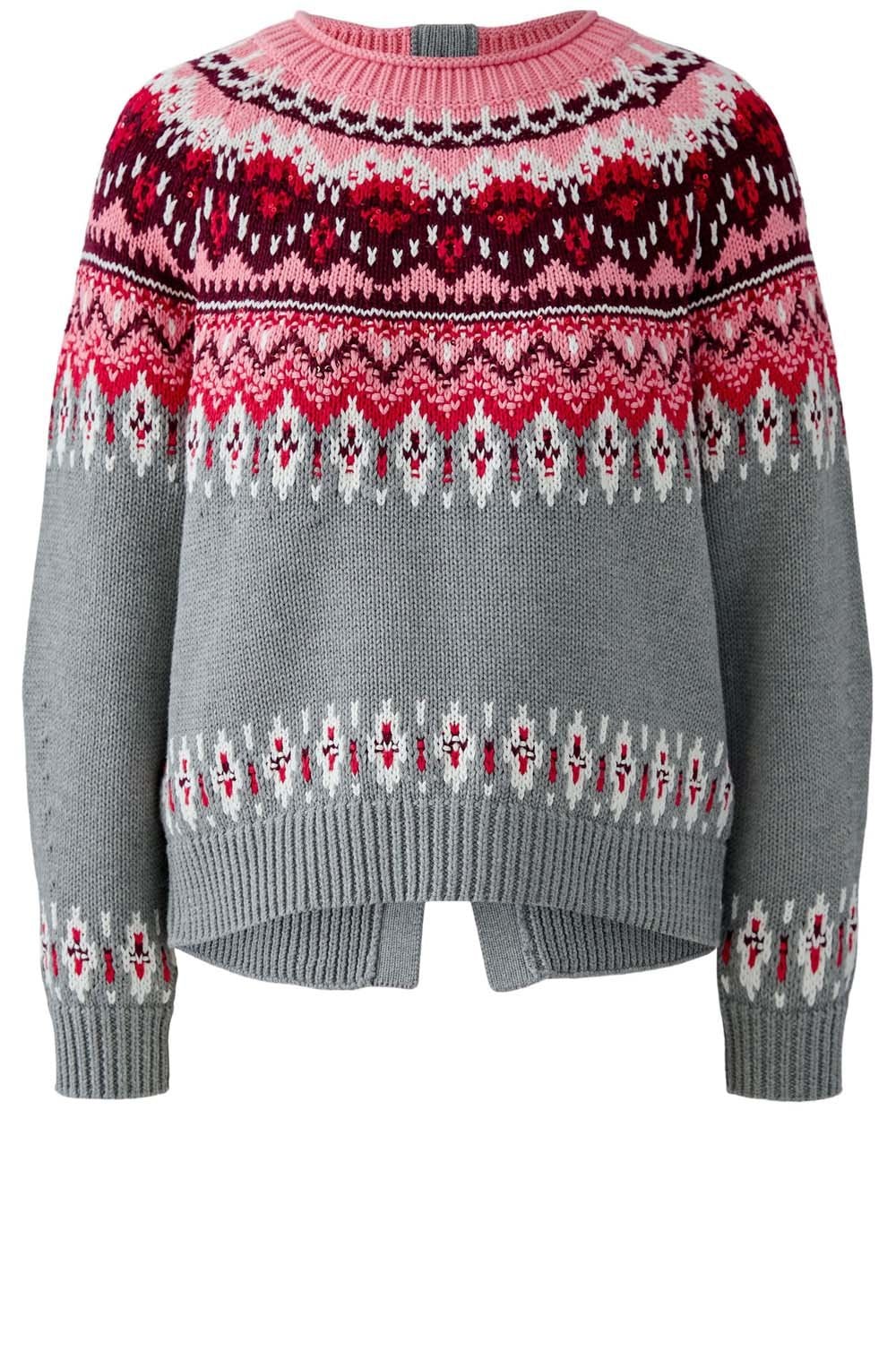 Grey and Red Reversible Norwegian Style Jumper