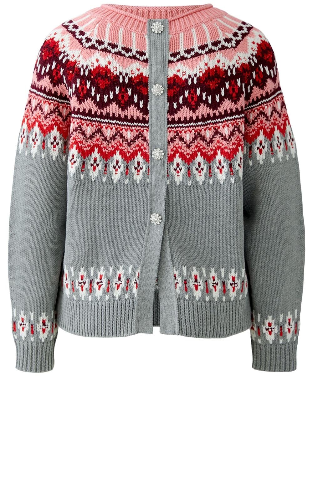 Grey and Red Reversible Norwegian Style Jumper