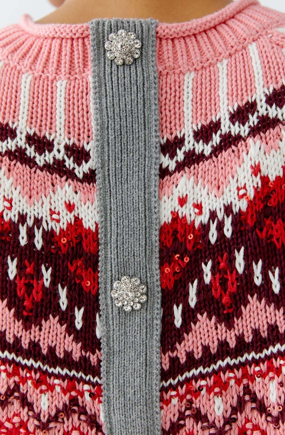 Grey and Red Reversible Norwegian Style Jumper
