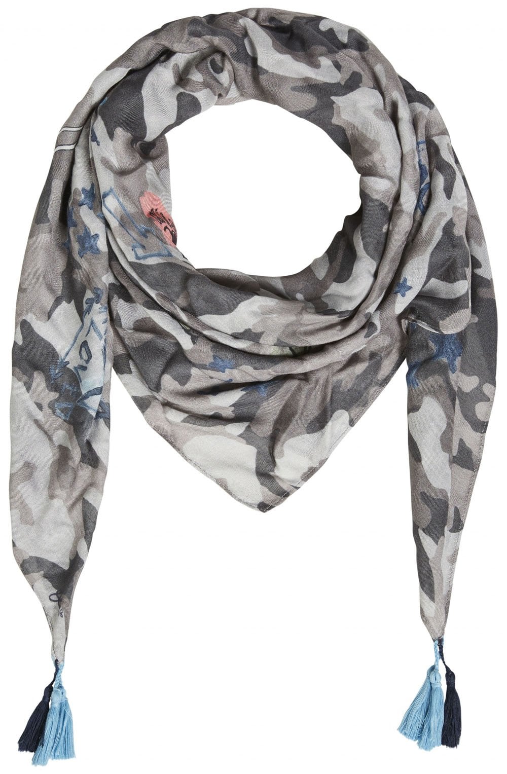 Grey Army Print Scarf