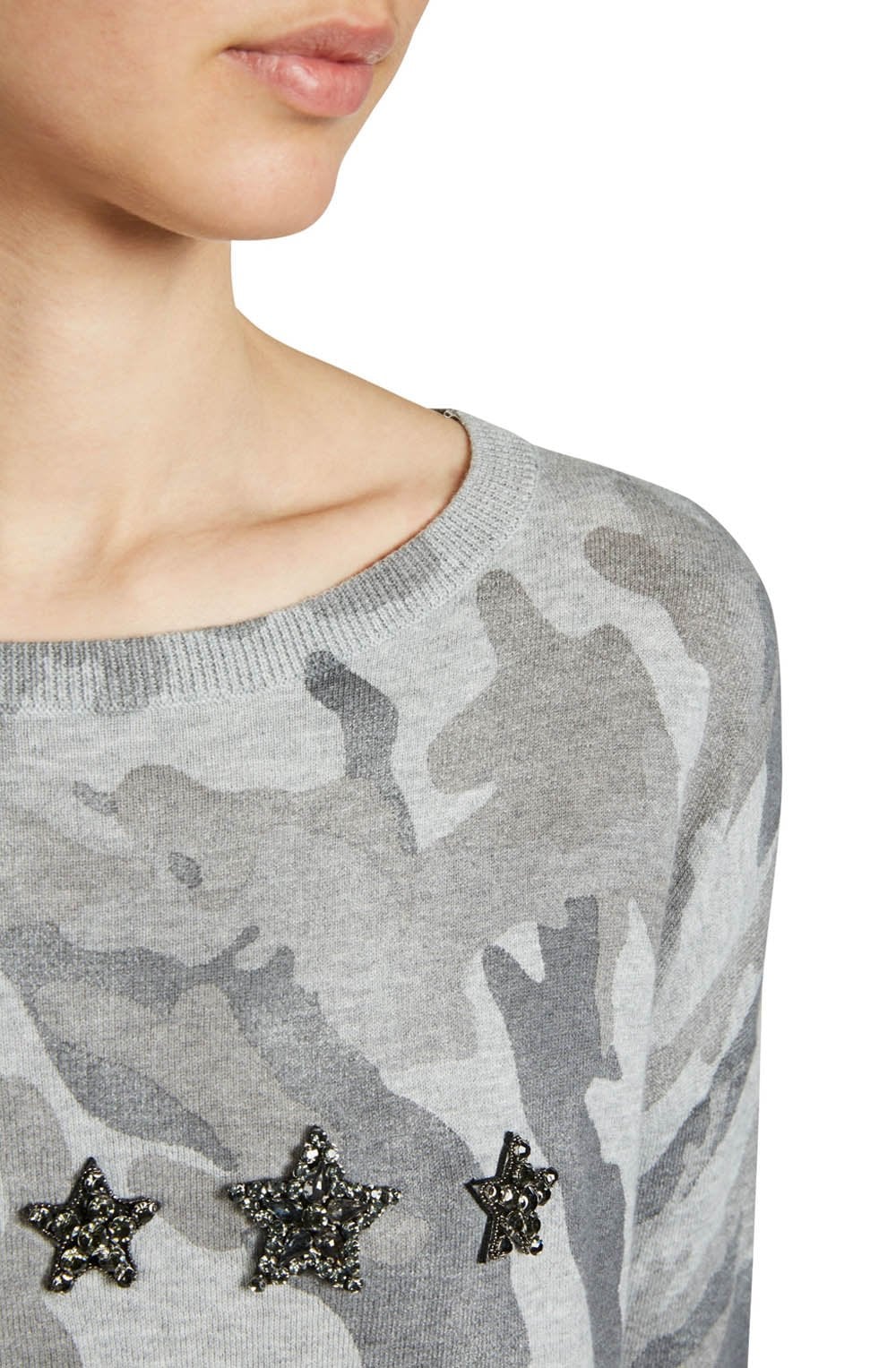 Grey Army Print Sweater