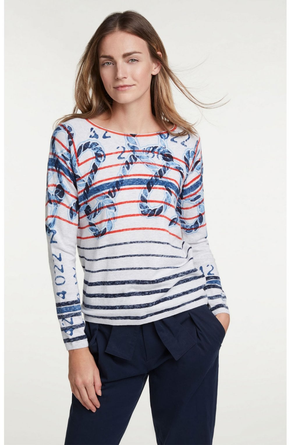 Grey & Blue Patterned Jumper
