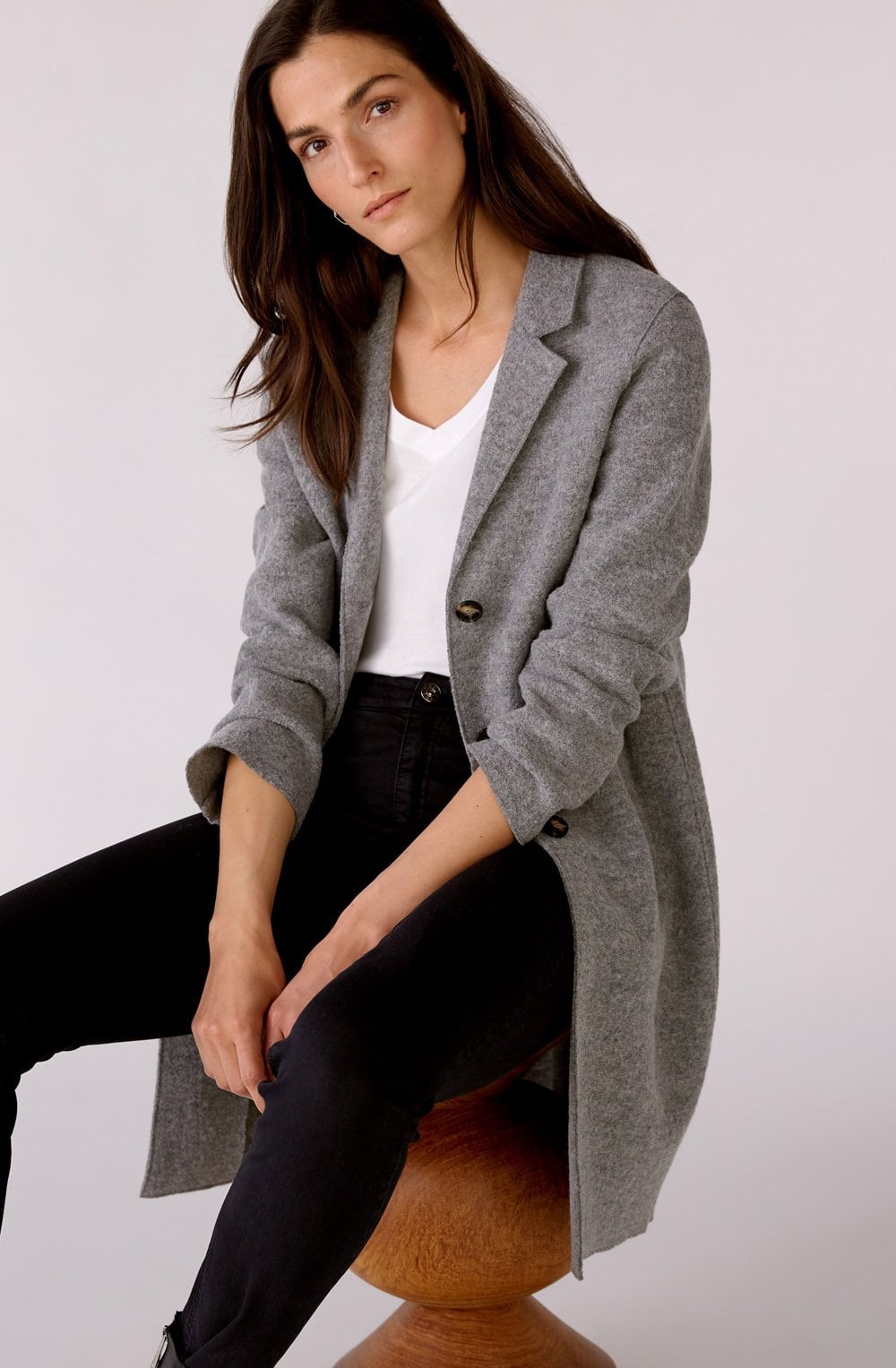 Grey Boiled Wool Coat