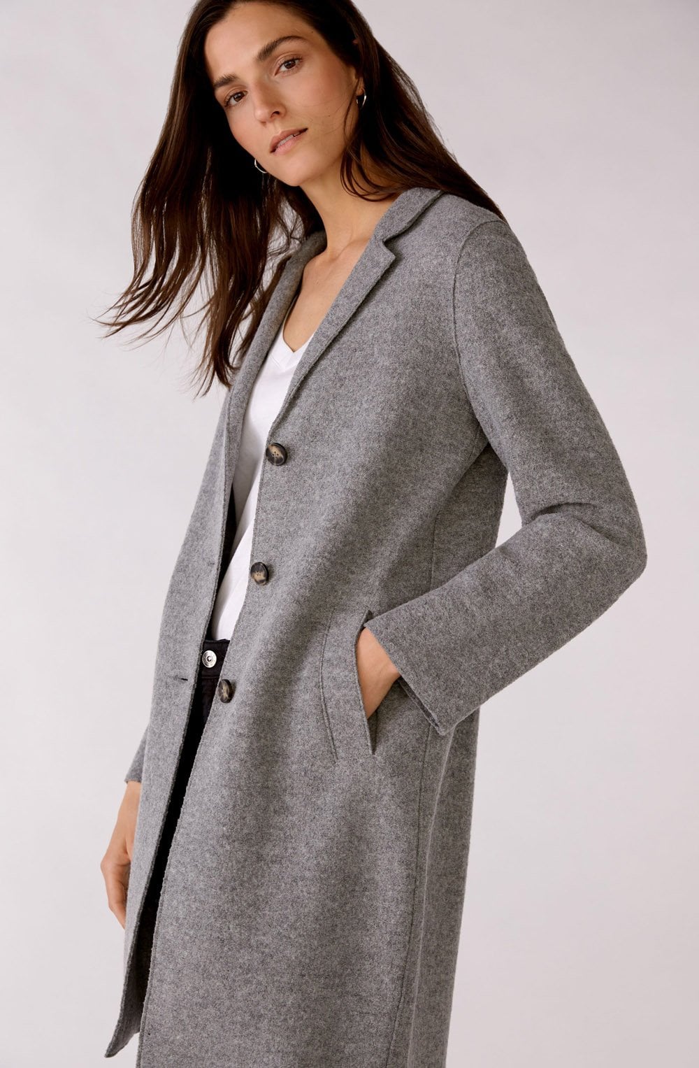 Grey Boiled Wool Coat