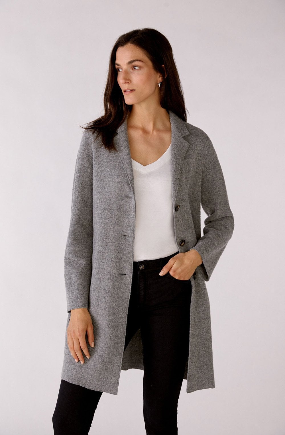 Grey Boiled Wool Coat