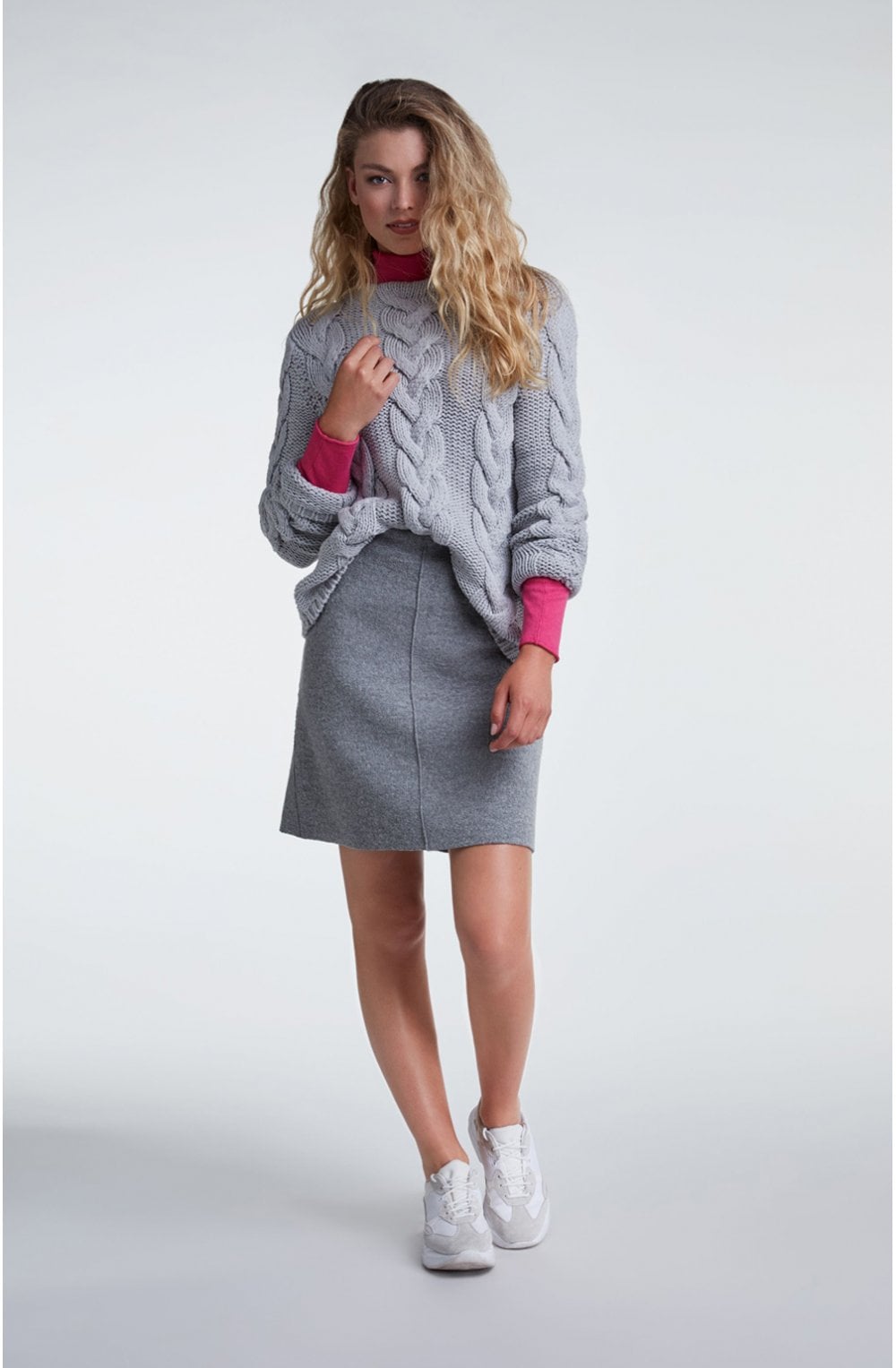 Grey Cable Knit Jumper